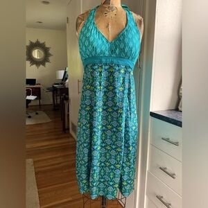 Athleta Teal and Blue Lace Midi Dress
